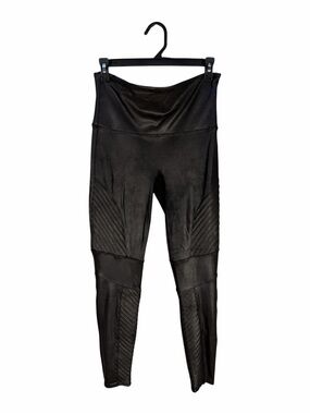 SPANX Black High-Waist Moto Panel Leggings